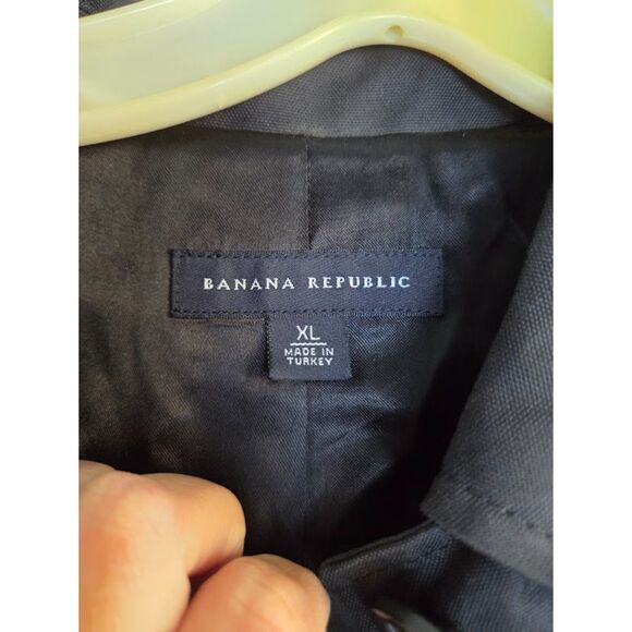 Banana Republic Women Black 4 Button Single Breasted Midi Trench Coat size XL - Picture 3 of 8